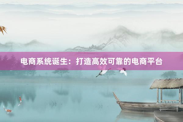 电商系统诞生：打造高效可靠的电商平台