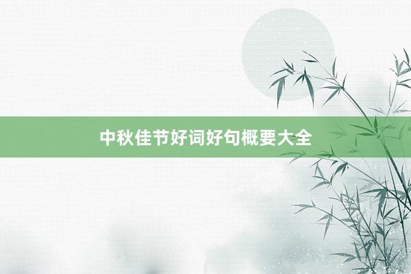 中秋佳节好词好句概要大全